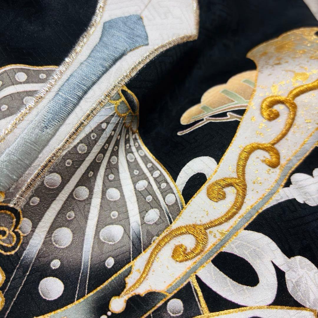 【新品/正絹 】日本製 特選京友禅染 襦袢付 新品たとう紙付 男の子 黒 兜