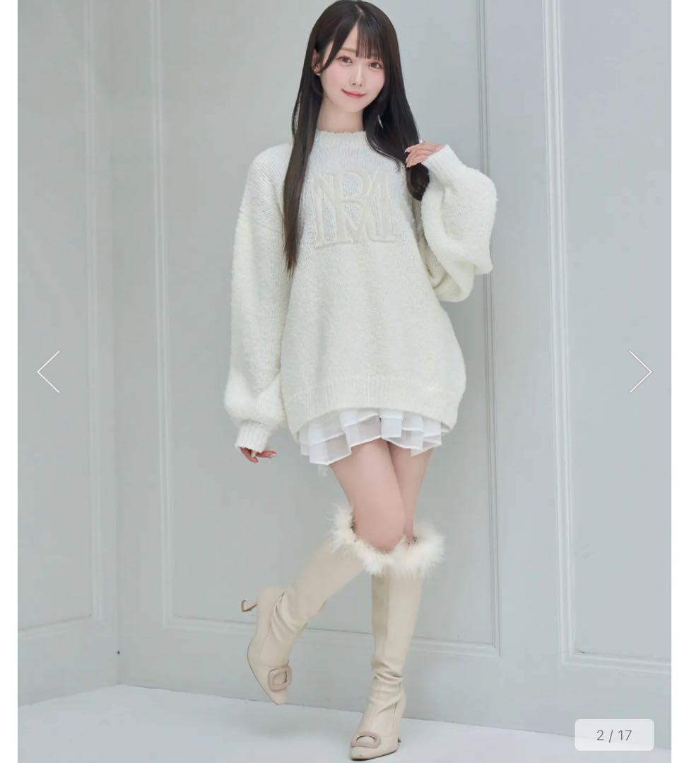 RoseMuse ロゼミューズLogo AP puffy knit ホワイト