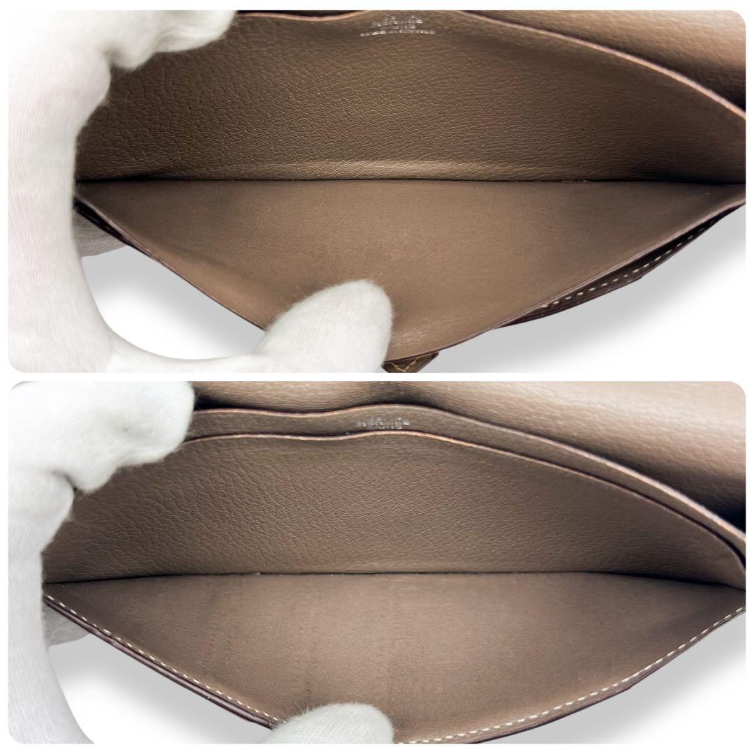 【美品】エルメス　ベアンスフレ　エトゥープ 折財布　長財布　552