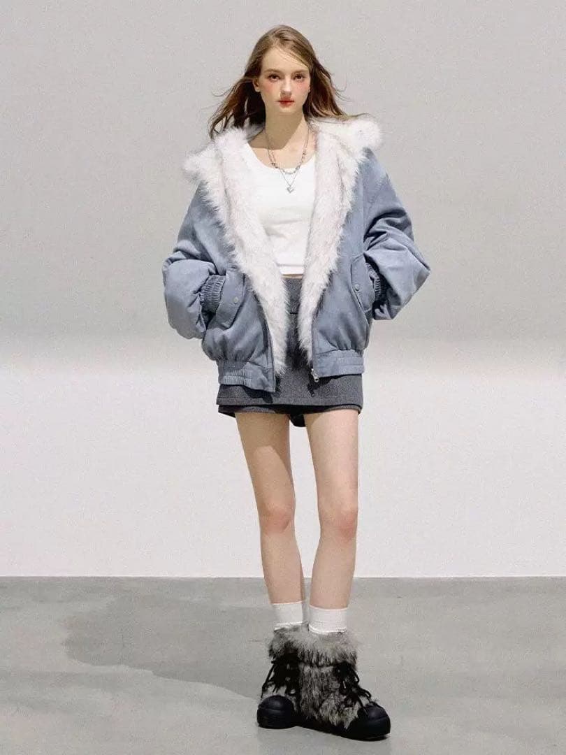 【完売サイズ】Ria（リア） リバーシブル ファー ブルーアウター Lサイズ