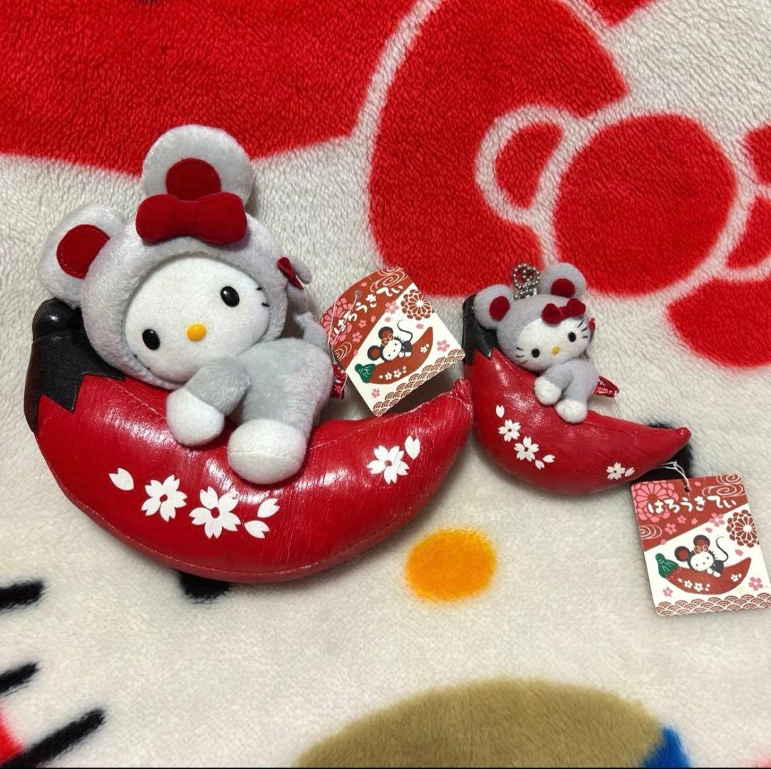 ハローキティ　唐辛子に乗ったねずみのキティ　ぬいぐるみ　激レア　レトロ　着ぐるみ