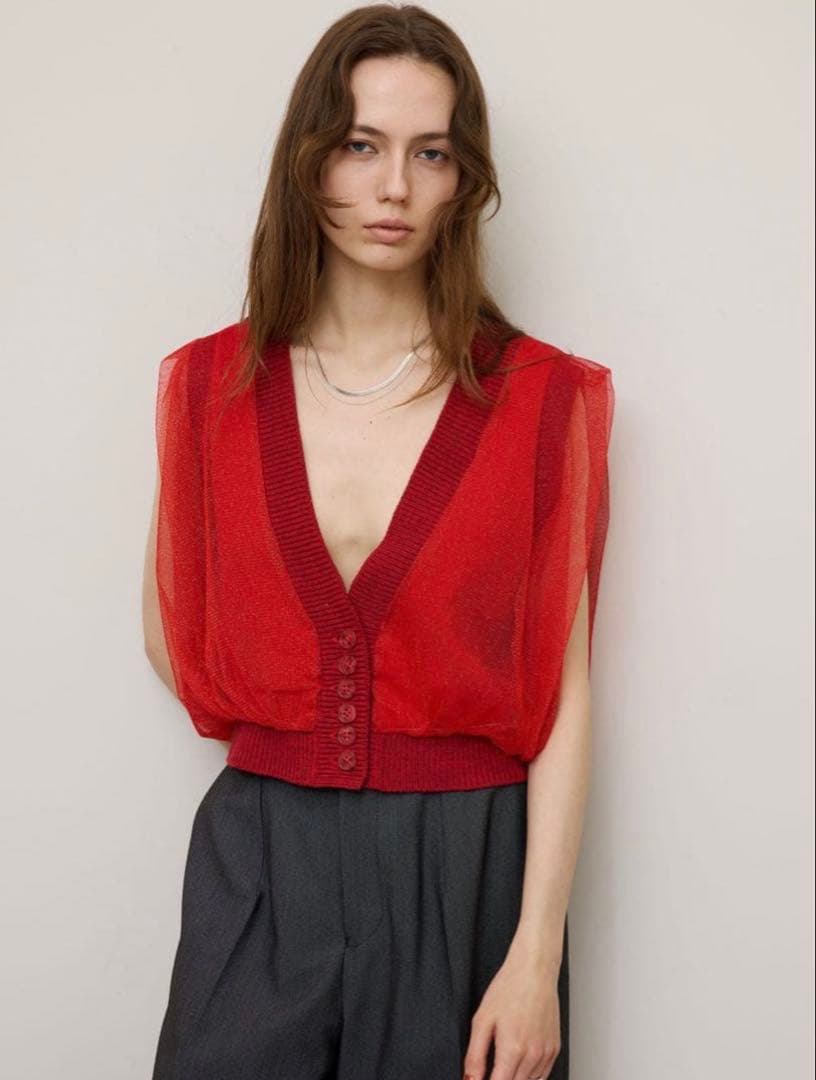 トップス Ameri LIGHT SHEER LAYERED KNIT VEST