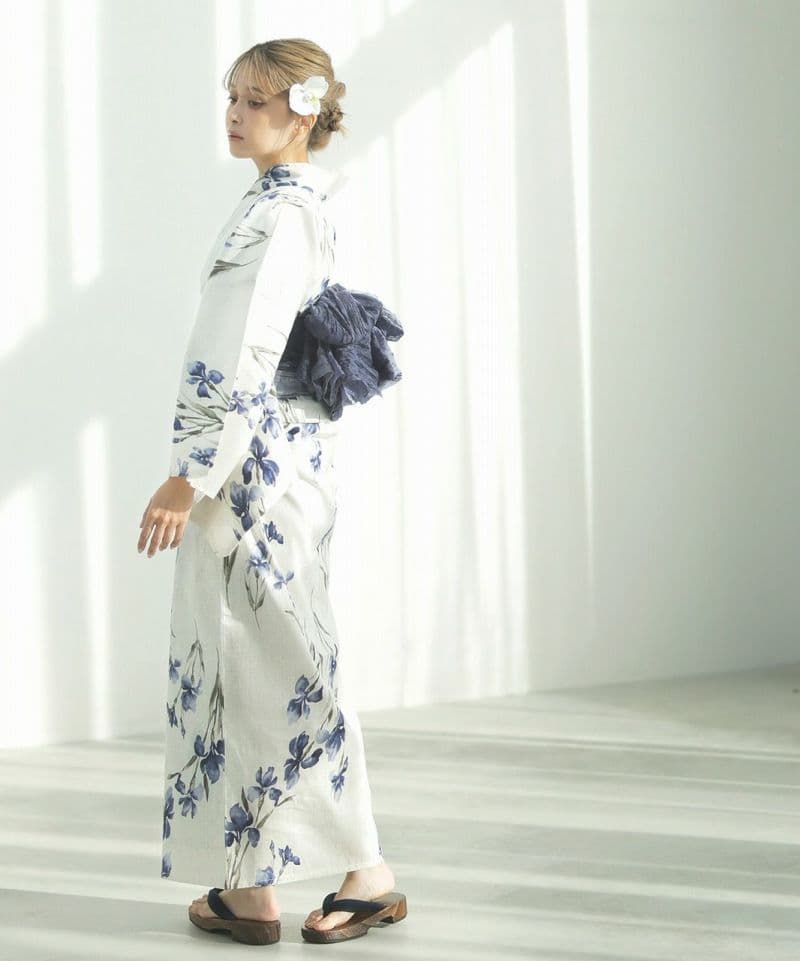【ディータ】Dita【京の水墨画水仙】浴衣 帯 下駄セット 青 ブルー 花火大会