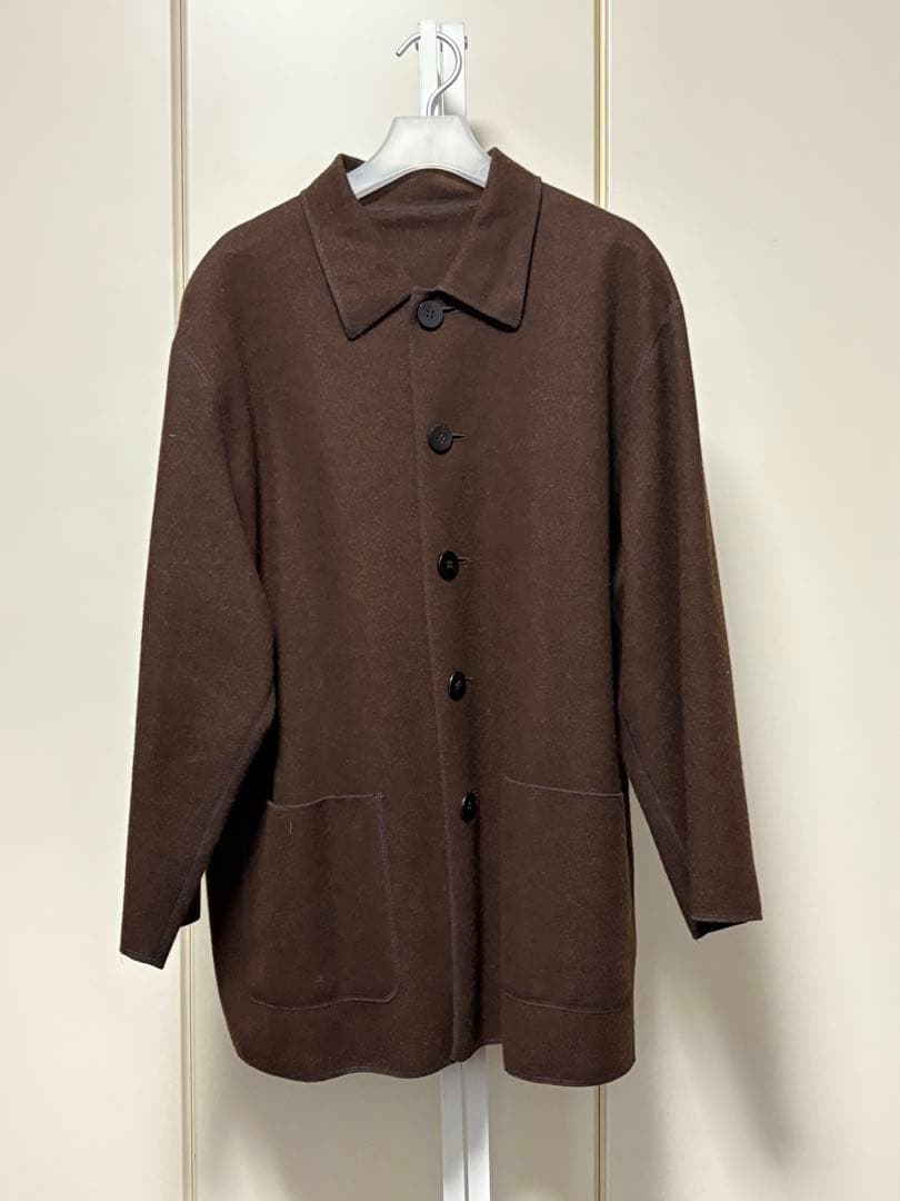 ウールフェルトコート/縮絨ウールコート(ブラウン)