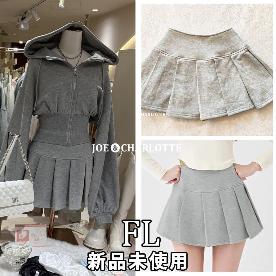 ダーリッチ darich カラーラメスウェットプリーツミニスカート グレー FL