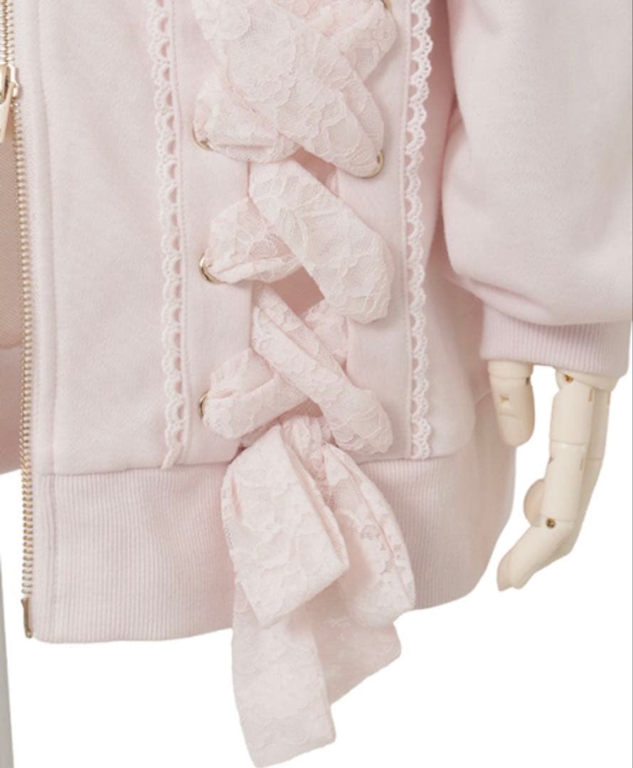 リズリサ　LIZ LISA リボンフリルパーカーピンク