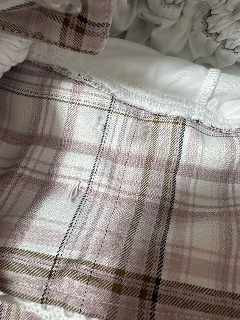 LIZLISA はしごリボンチェックティアード スカパン　ピンク