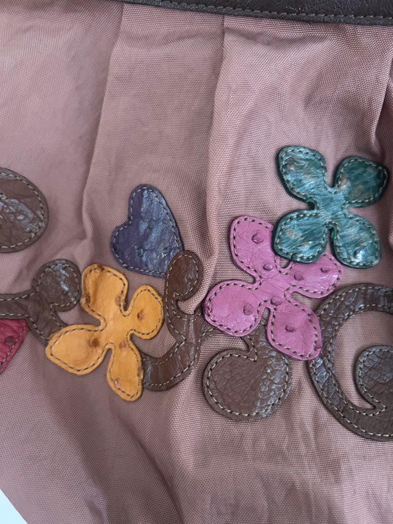 イビザ　ナイロンハンドバッグ　お花パッチワーク　　　IBIZA