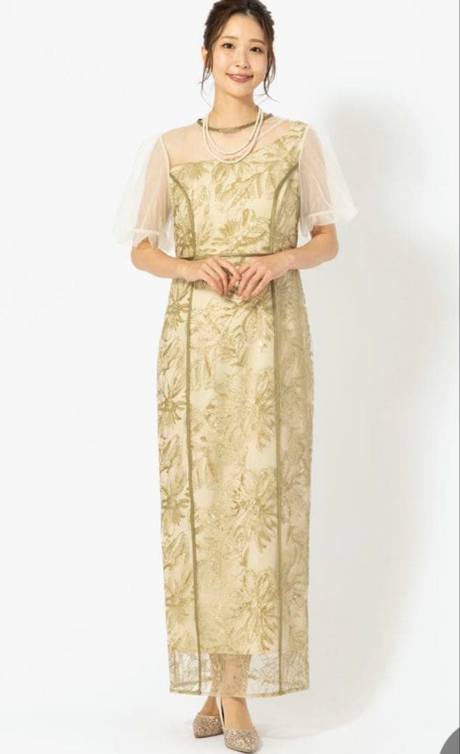 Leja アシンメトリーパーティードレス M ライトグリーン