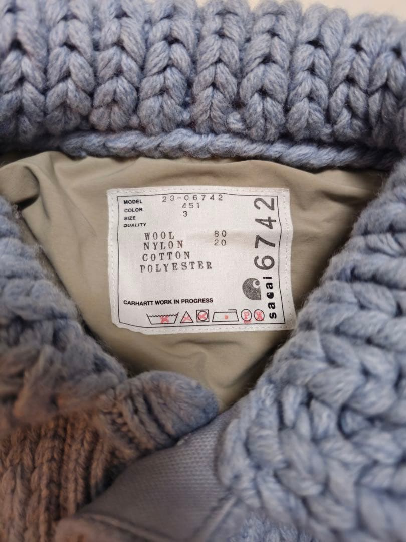 本物新品sacai×Carhartt ニットジャケット