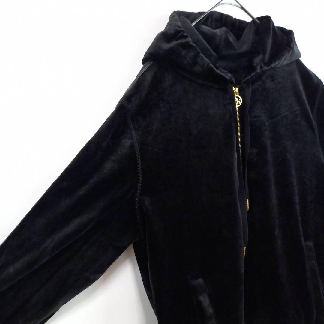 カルバンクライン　CK　ジップ　パーカー　長袖　レザー　ベロア　ロゴ　黒　XL