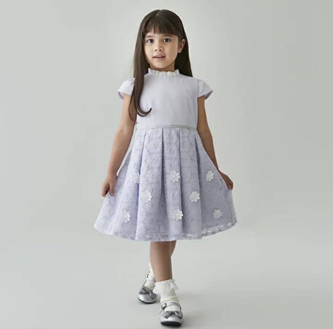 【美品】petit main　お花レースアンサンブル　130