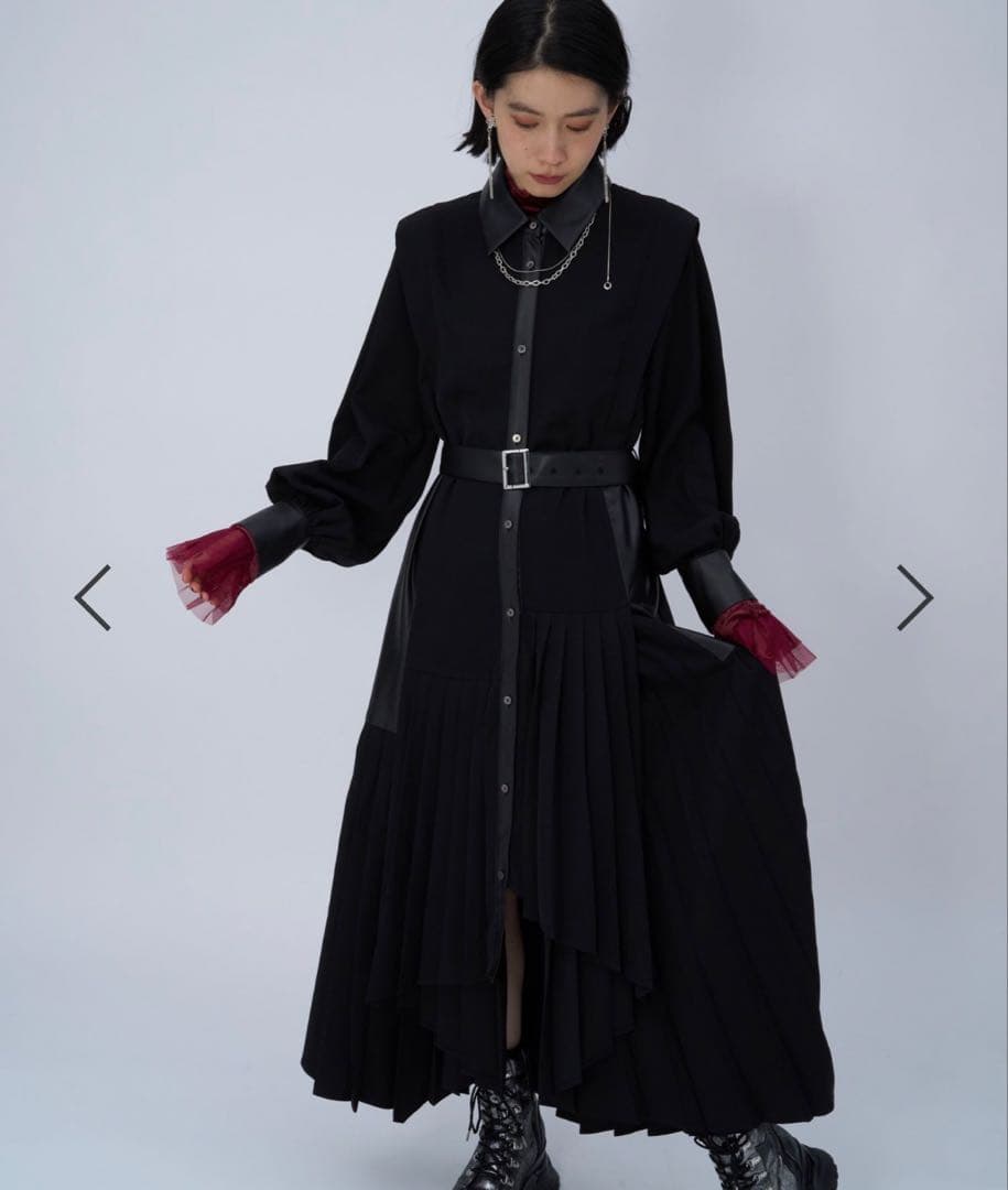 hare ハレ　ブラック　レザー長袖ワンピース