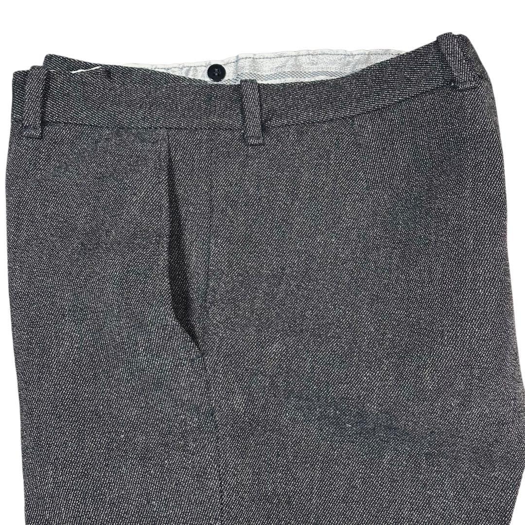 60s ブラックシャンブレー ワイドトラウザー レーヨンウールギャバ