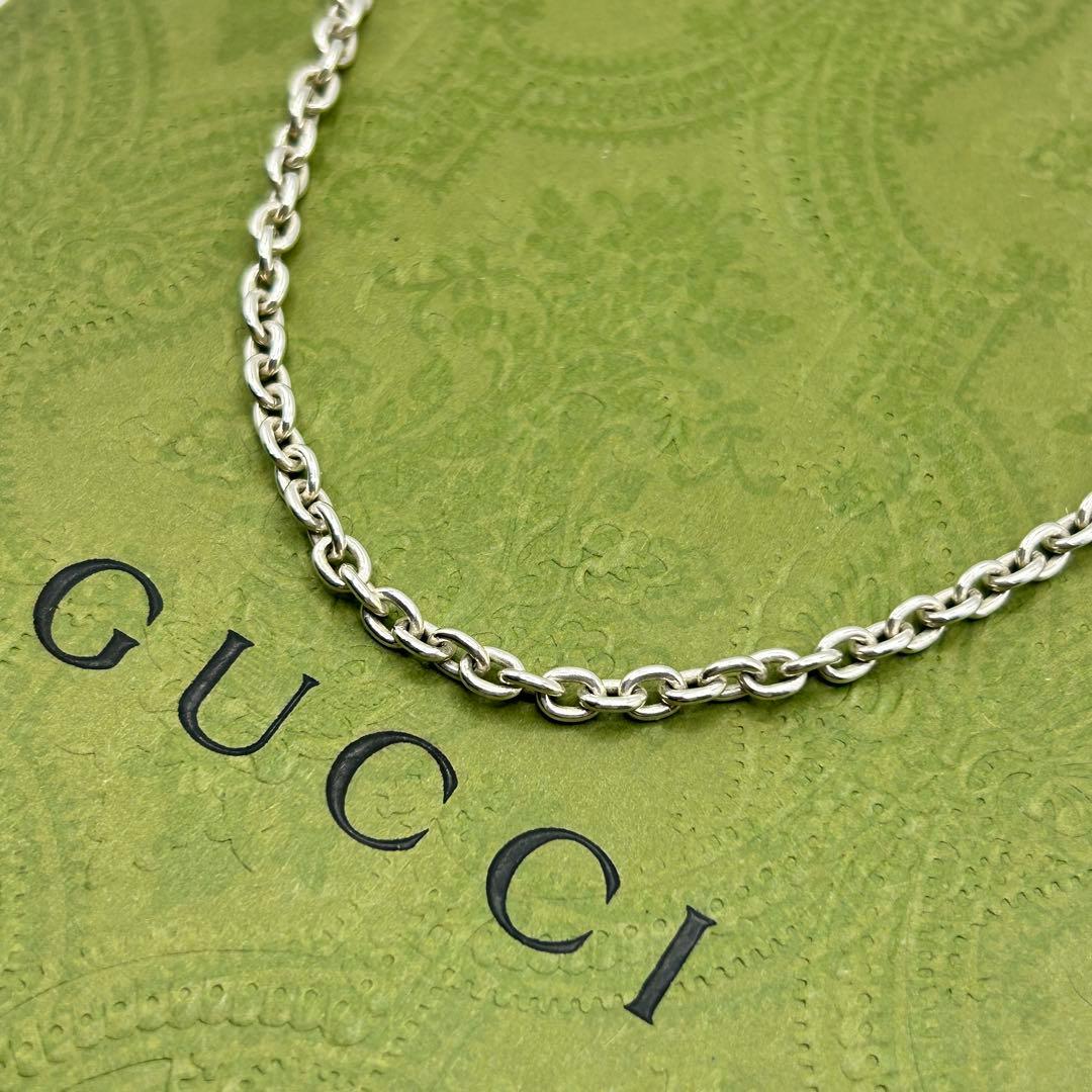 美品　グッチ　あずき　チェーン　ネックレス　シルバー　925 約50cm