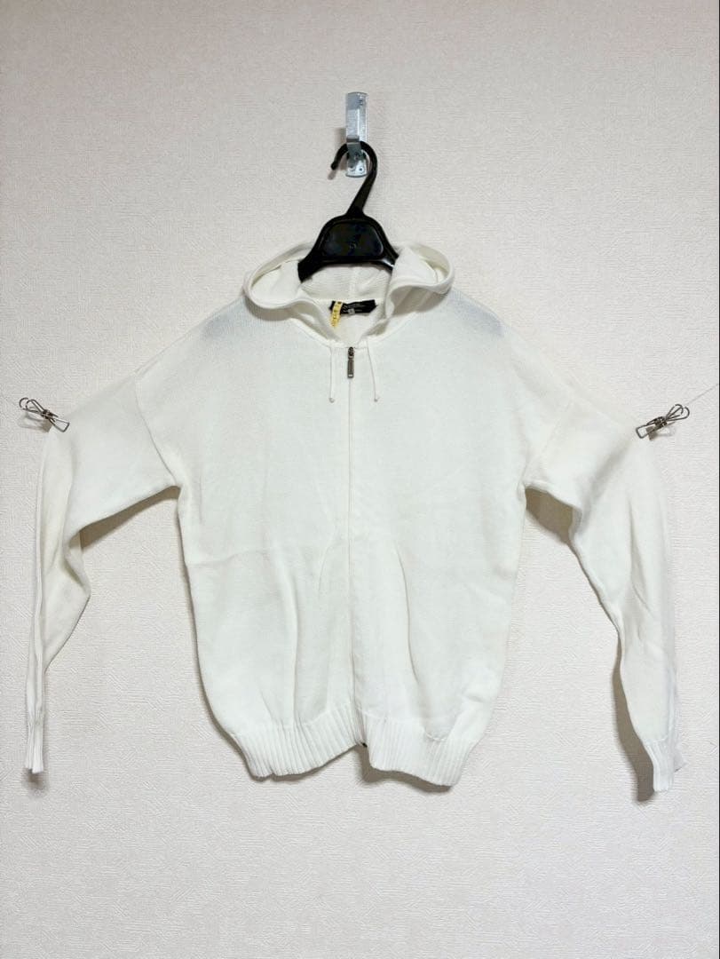 m726◆Max Mara◆白◆ジップフード付パーカー◆日本製◆綿100%◆S