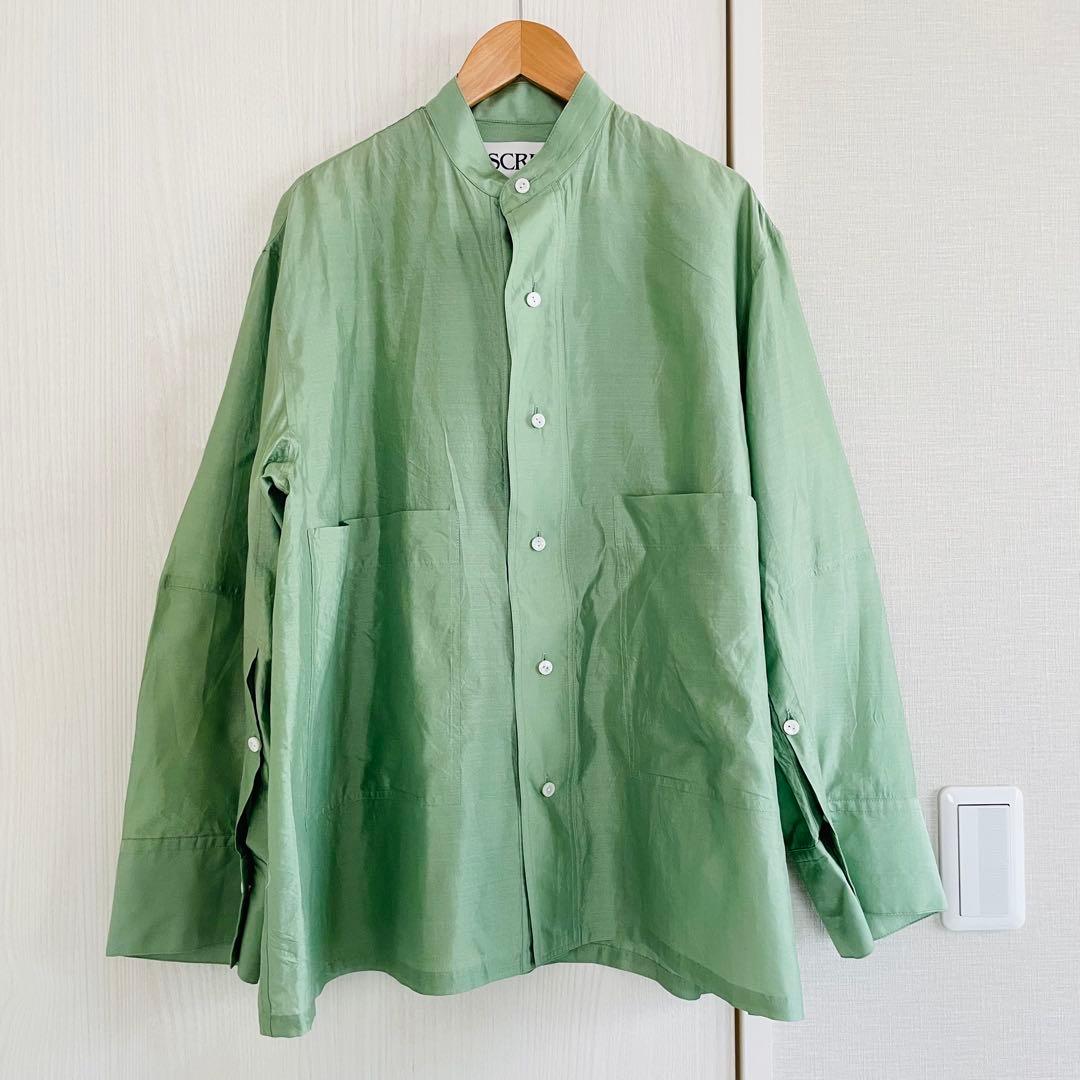 美品✨アンスクリア 長袖シャツ シルク100% グリーン 日本製