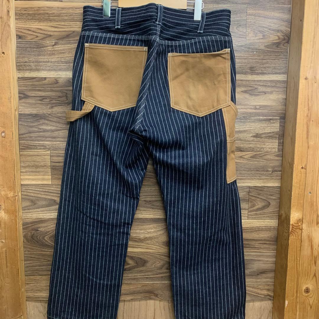 中古 児島ジーンズ ペインターパンツ ウォバッシュ ヘリンボーン ストライプ