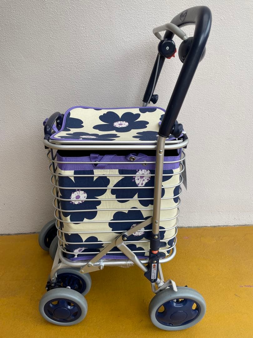 ユーバー産業　アルミワイヤーカート　ショッピングカート　花柄　シルバーカー