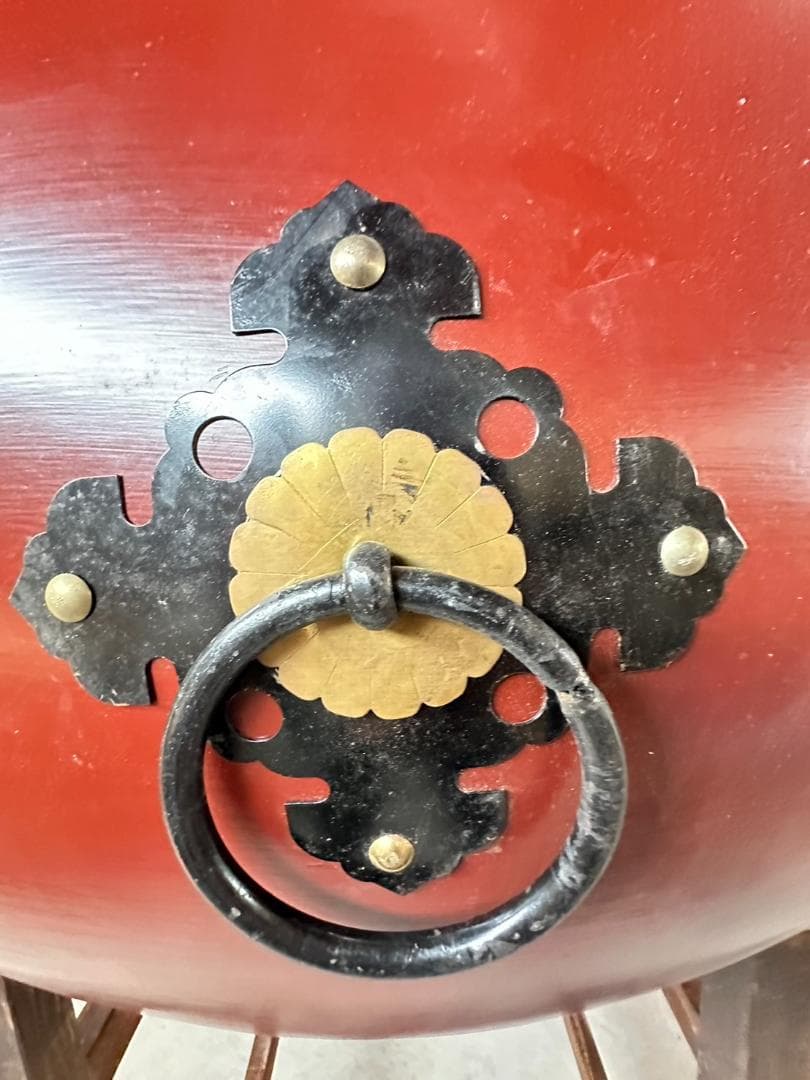 jun09　牛革　和太鼓 1.8尺強・バチ付き・台付き　　祭り ①