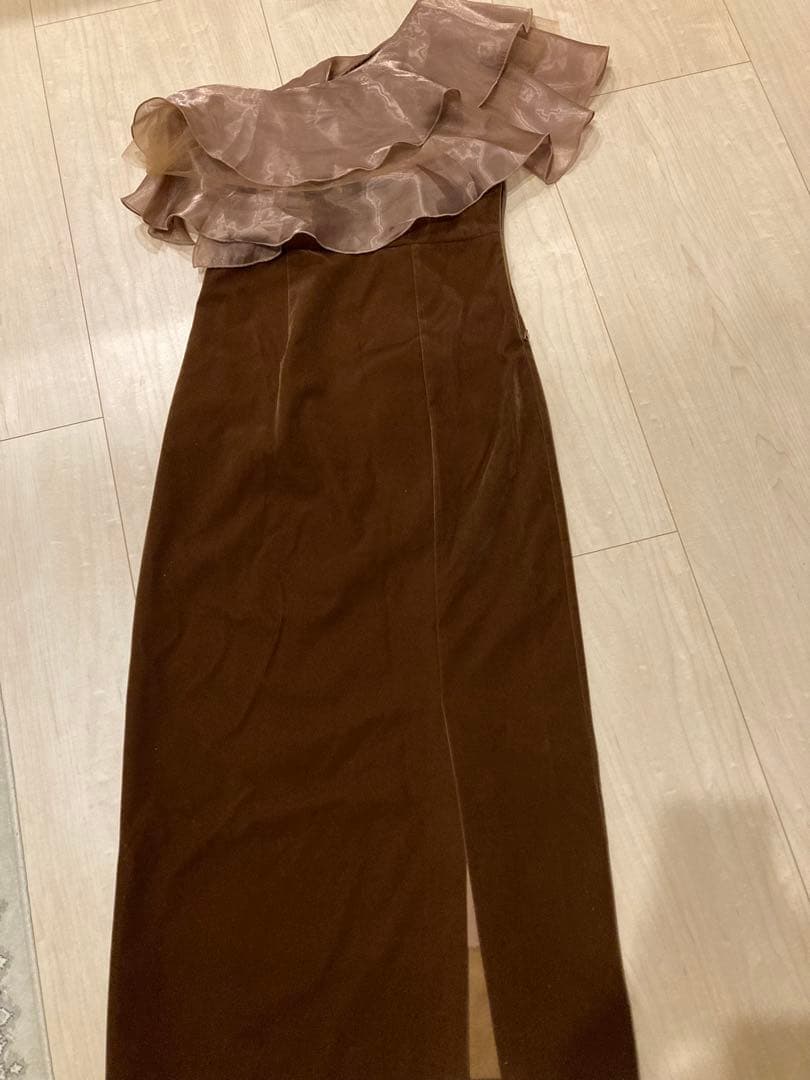 leja ドレス アシンメトリーティアードフリル3WAYベロアワンピースドレス