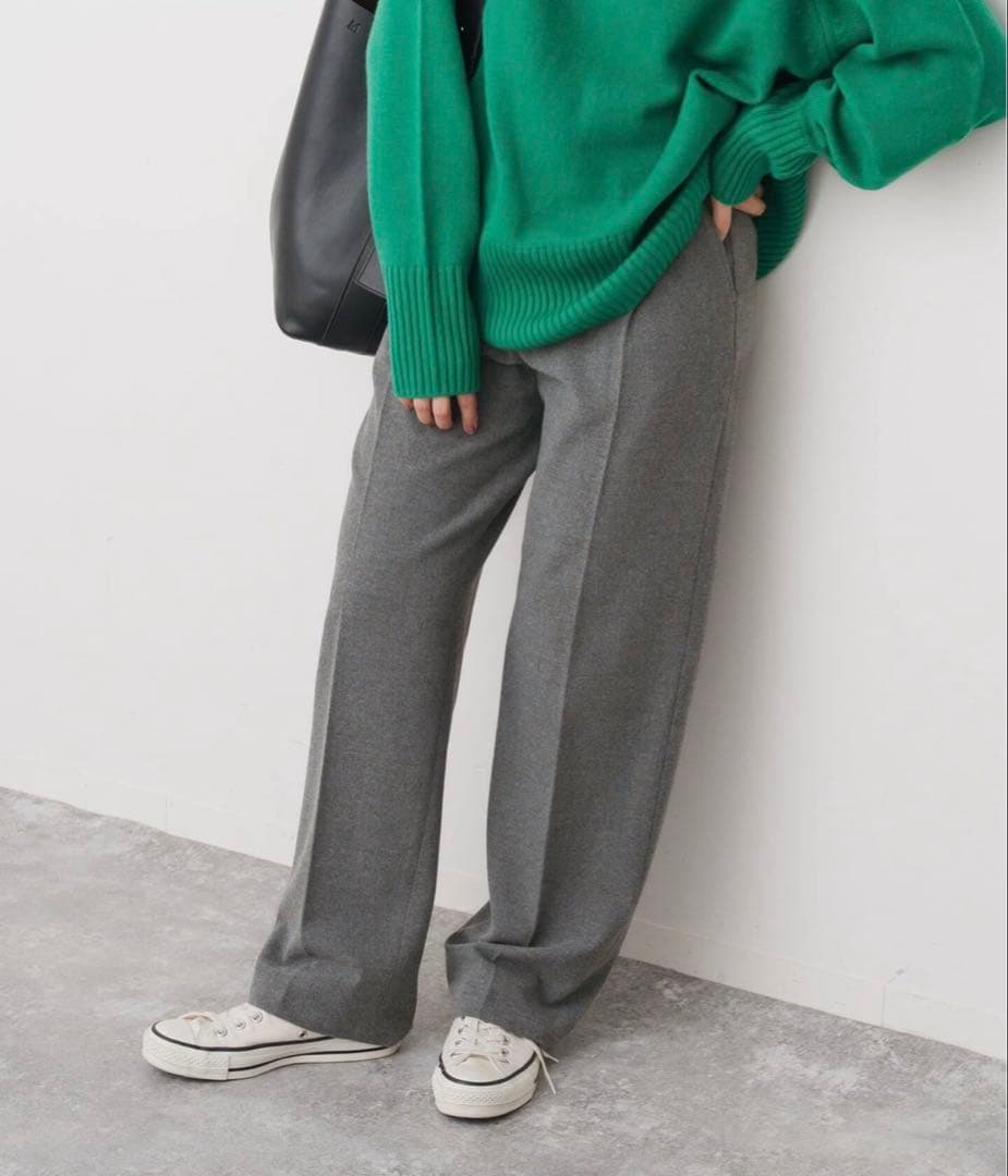 ＜手洗い可＞起毛タックテーパードパンツ