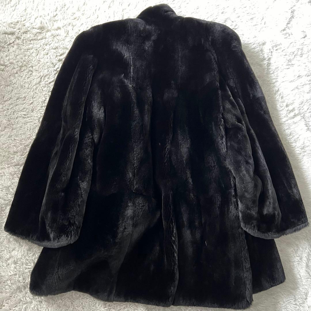 【極美品】ロング丈 シェアード ミンク ファーコート リアルファー 毛皮 LL