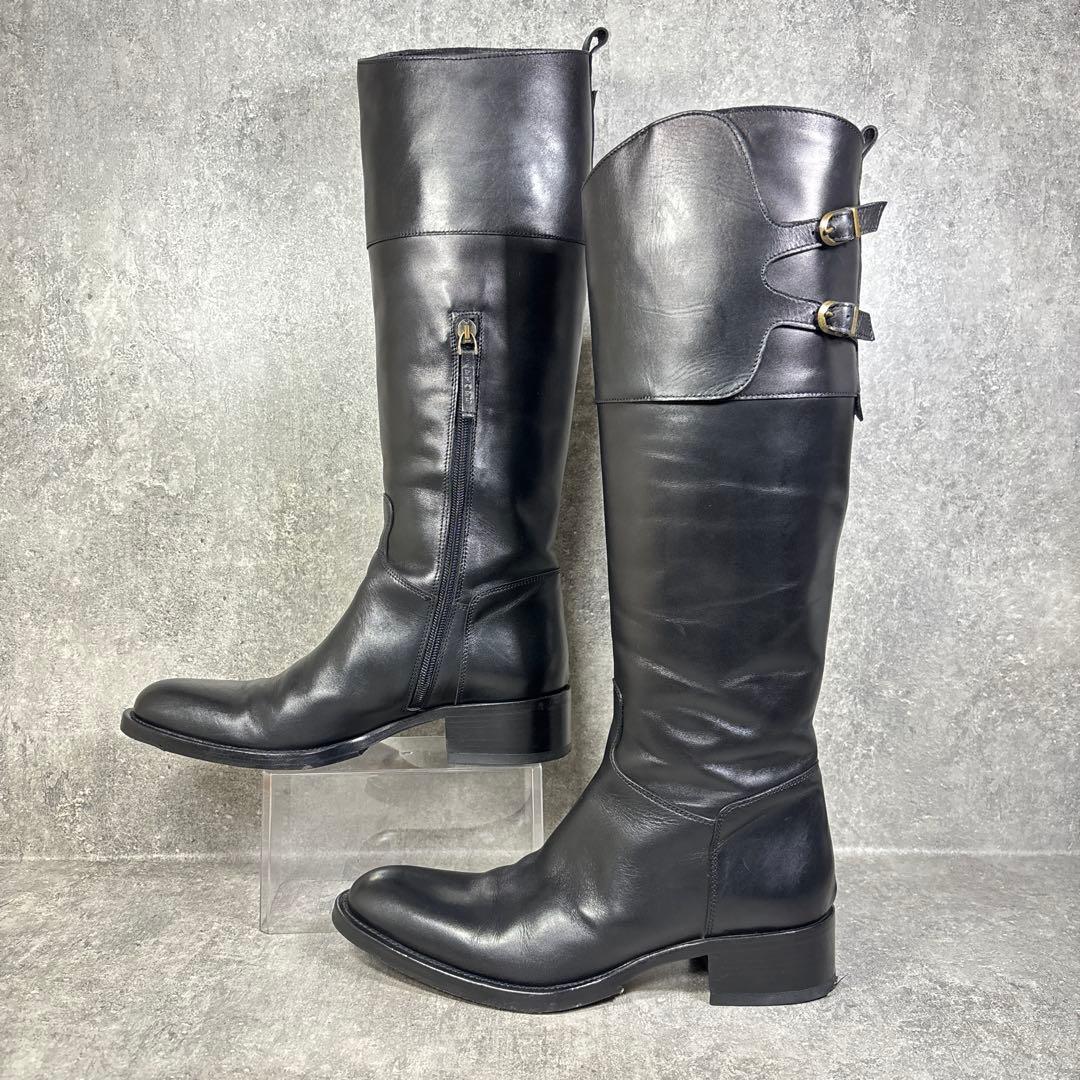 【美品】SARTORE ジョッキーブーツ バックベルト ロングブーツ 24cm