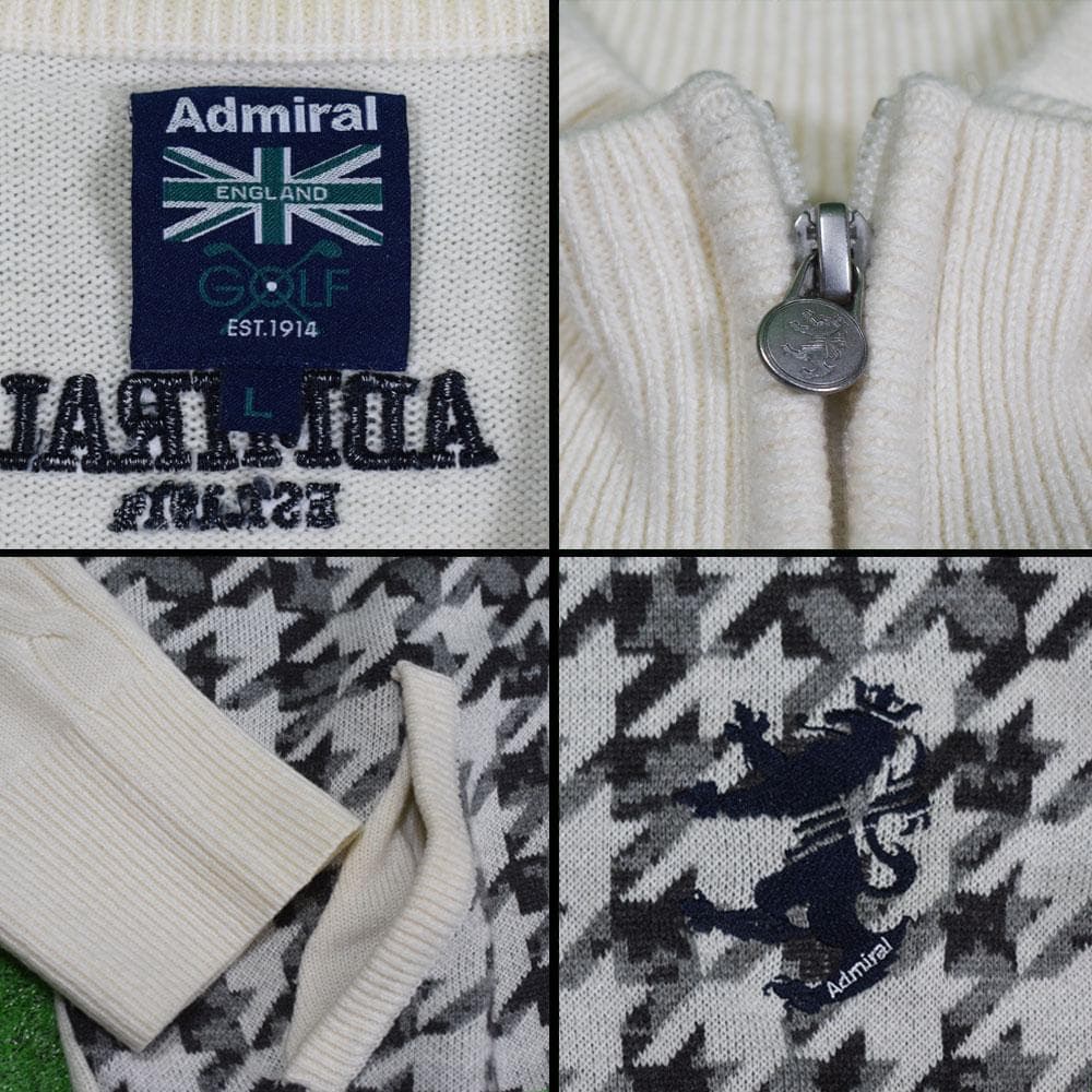 ADMIRAL/アドミラル ゴルフ ジップセーター【アイボリー/L】超美品！