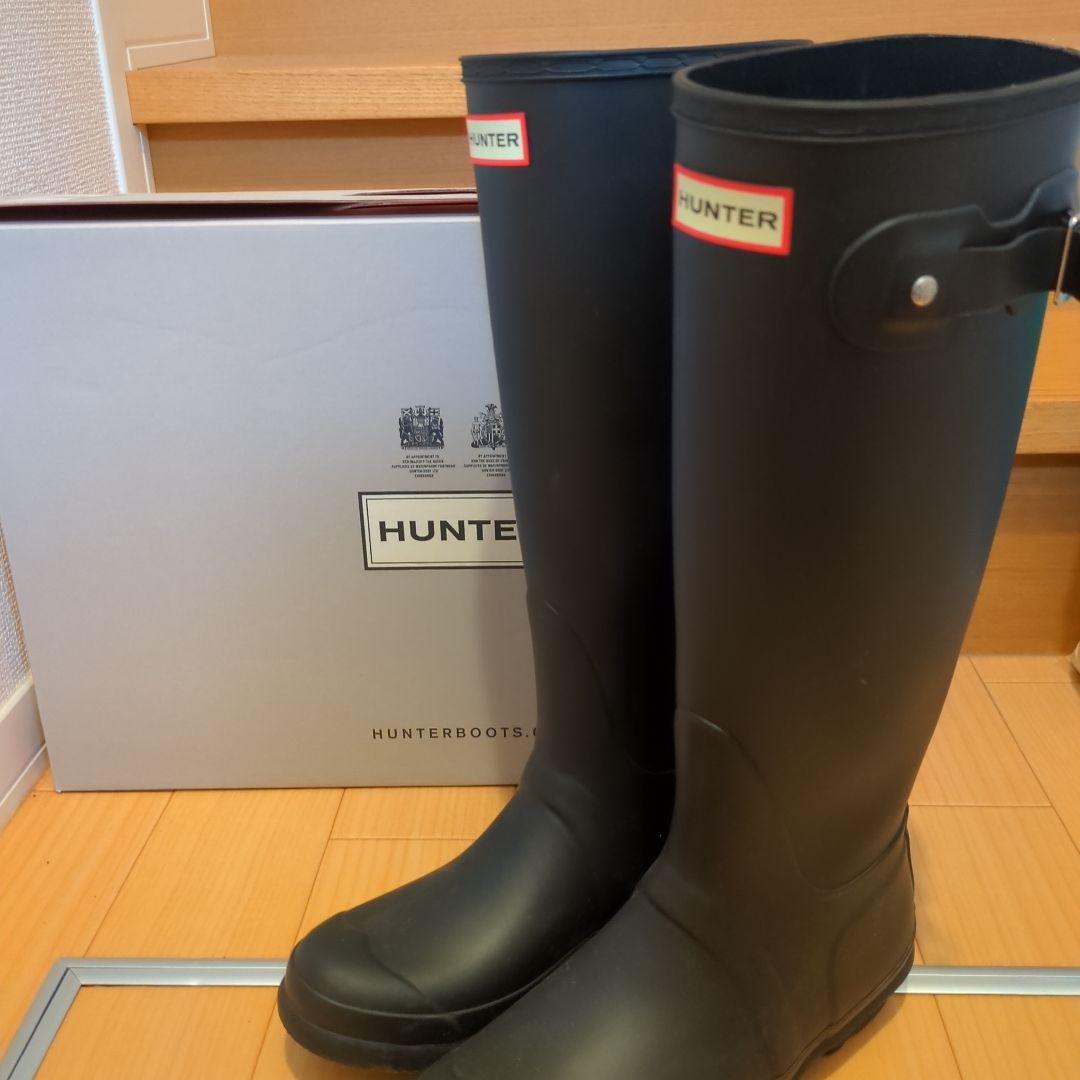 HUNTERオリジナルトールブーツレインブーツ２４センチブラックBLACK