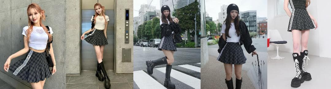 ダーリッチ darich リメイクライクチェックベアトップ ミニスカート GRN