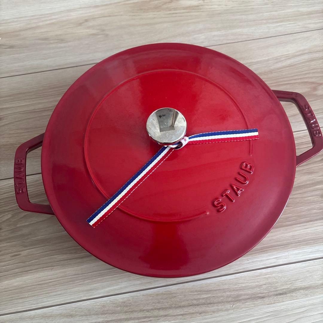 STAUB ストウブ 両手鍋 24cm チェリー レッド 浅型