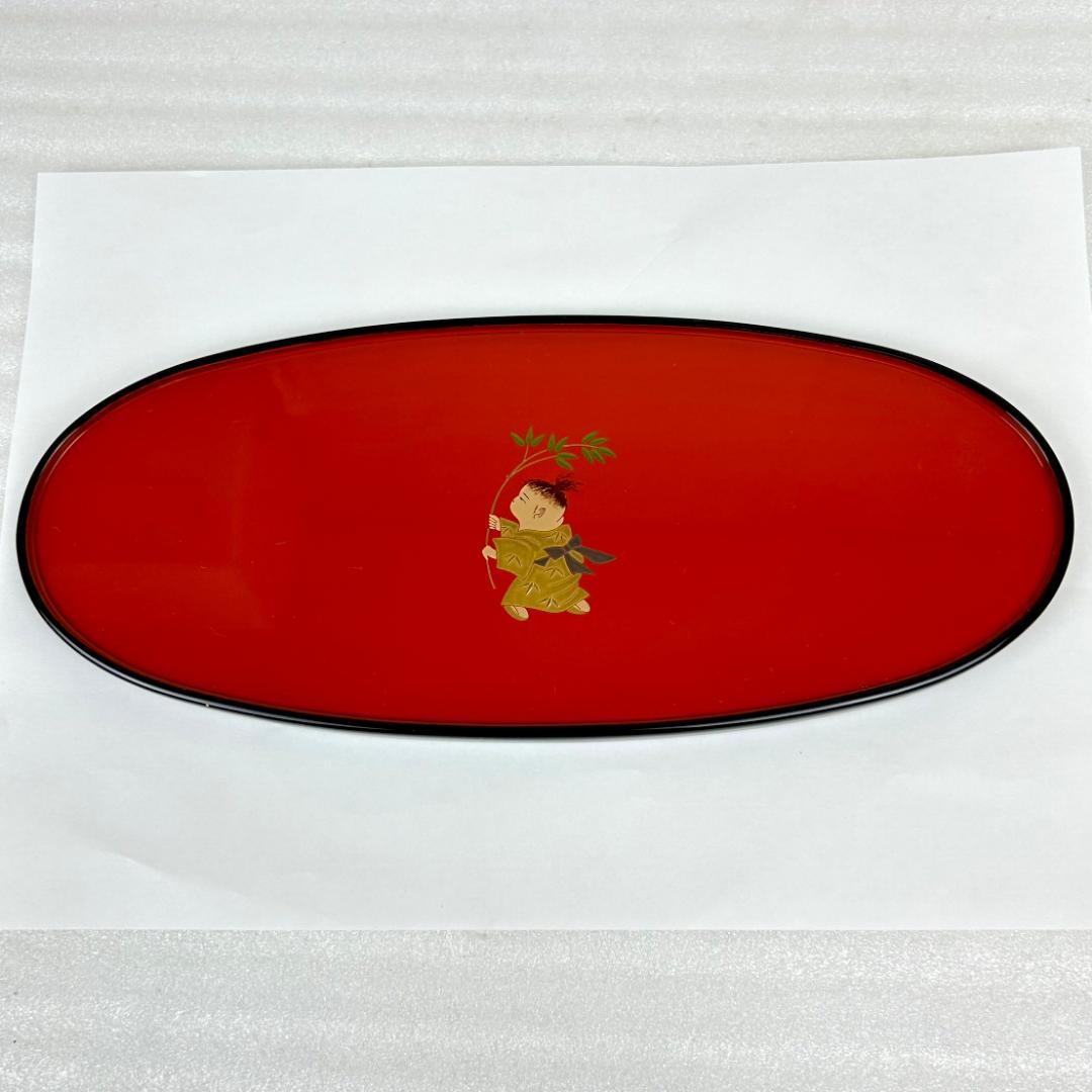 【美品】輪島塗　童蒔絵　兼用皿　摂田照彦作　5枚組　元箱入り