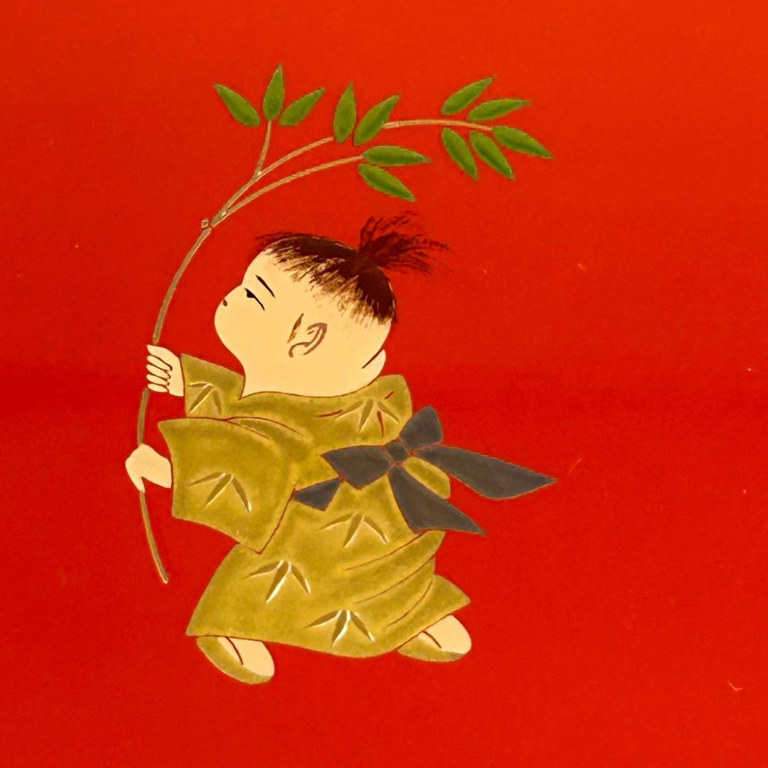 【美品】輪島塗　童蒔絵　兼用皿　摂田照彦作　5枚組　元箱入り