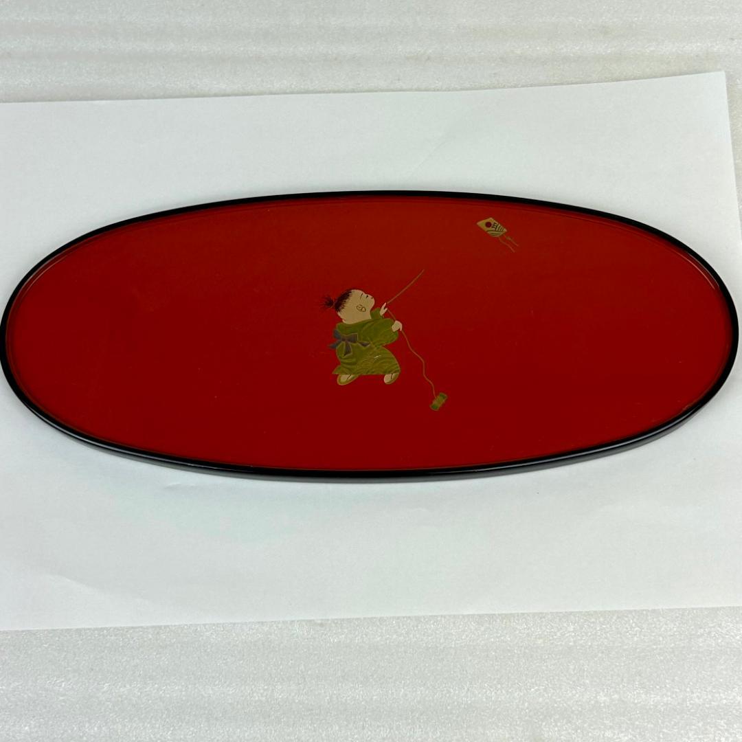 【美品】輪島塗　童蒔絵　兼用皿　摂田照彦作　5枚組　元箱入り