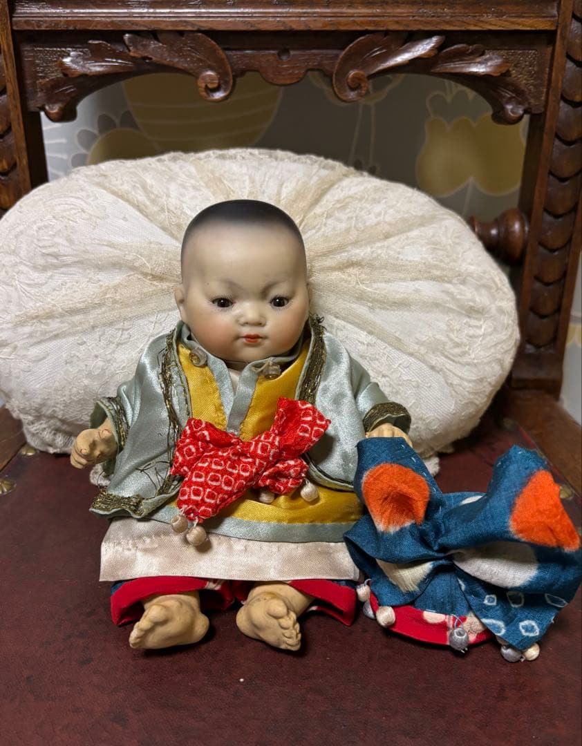 アンティークビスクドール アーモンドマルセル オリエンタルベビーアジアンドール