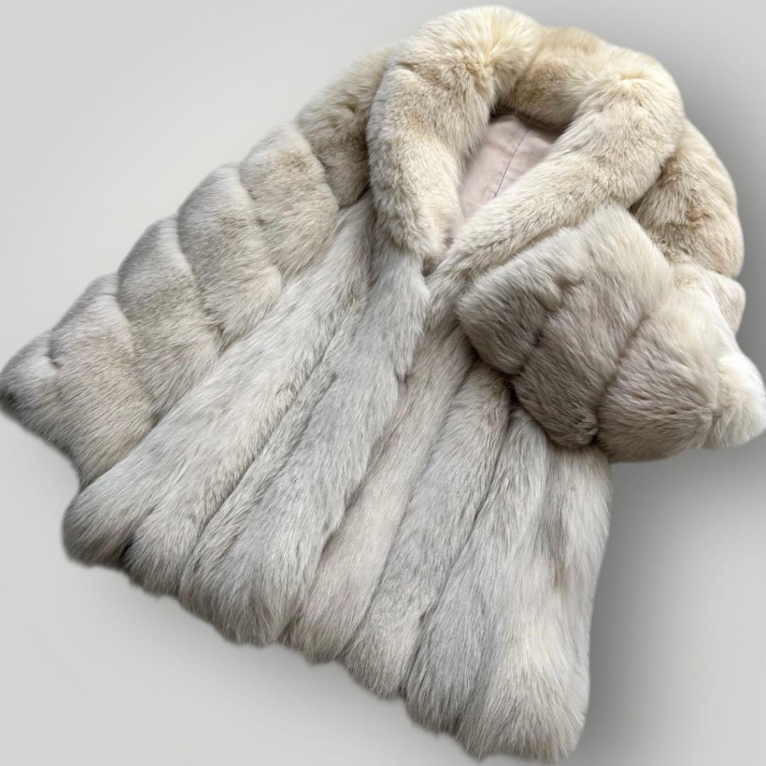 本毛皮☆ブルーフォックス FOX ファーコート ふわふわ◎ 11号