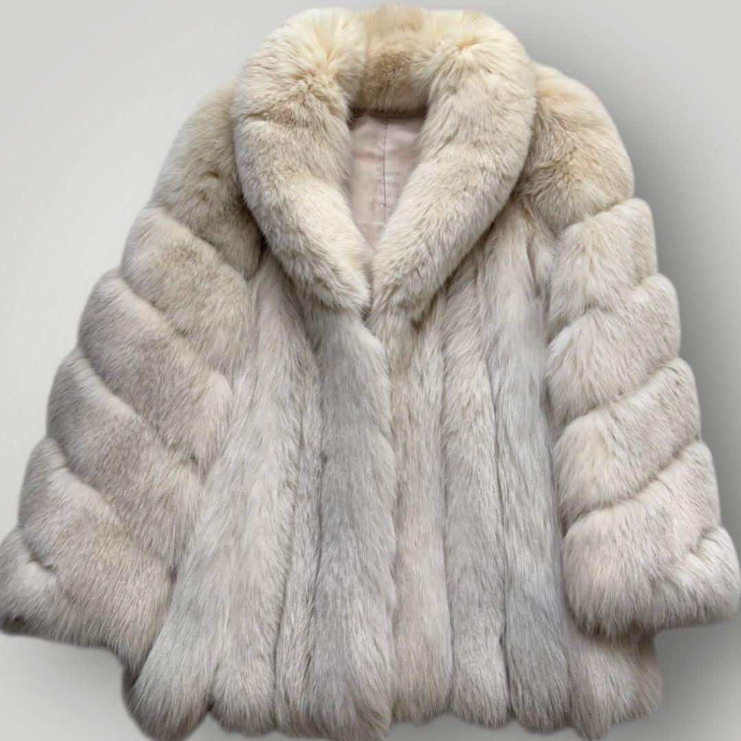 本毛皮☆ブルーフォックス FOX ファーコート ふわふわ◎ 11号