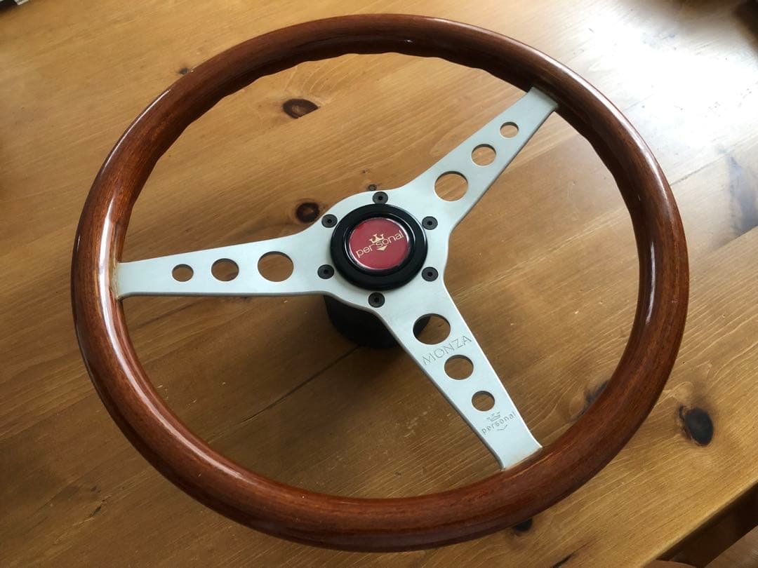 personal MONZA ウッドステアリング ホーンボタン付き 当時物　中古