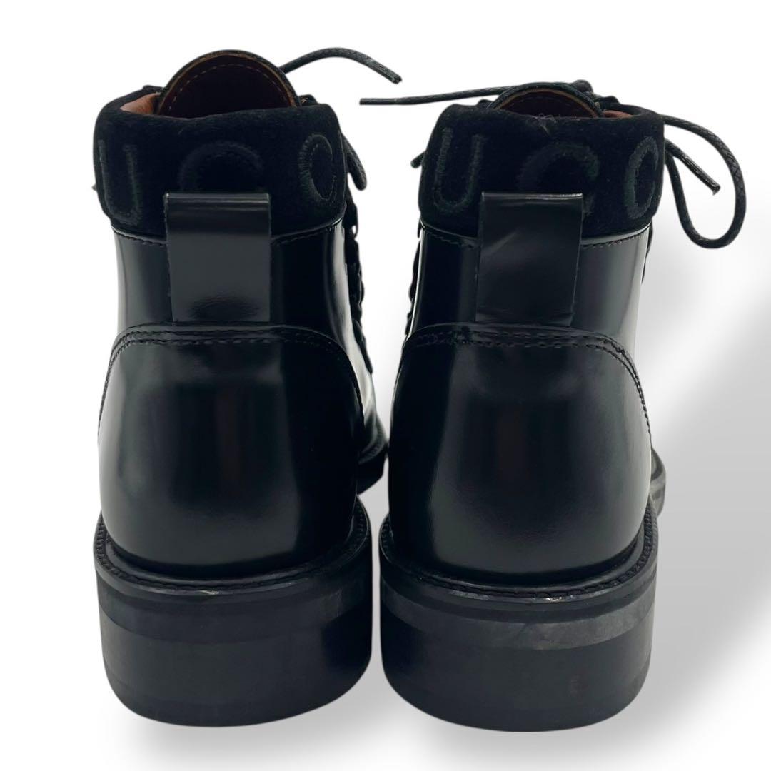 極美品　希少モデル　グッチ　マウンテンブーツ　レースアップ　レザー　黒　23