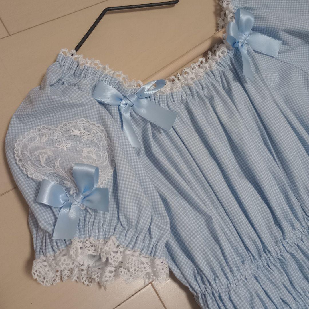 ハンドメイド　ロリィタ　リボンティアードワンピース