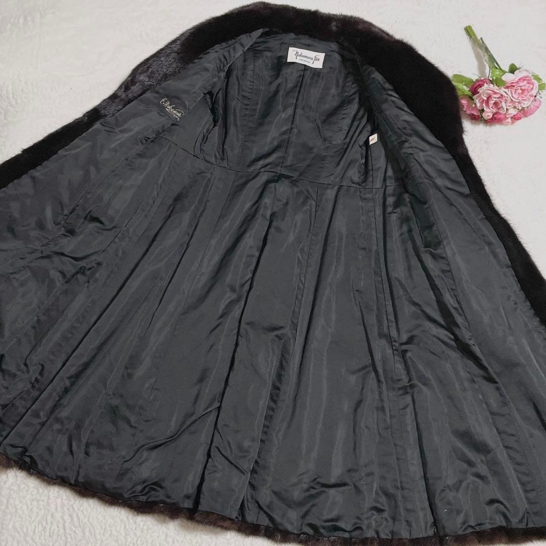 【総丈114cm】 ダークミンク 本毛皮 ロング コート リアルファー S相当