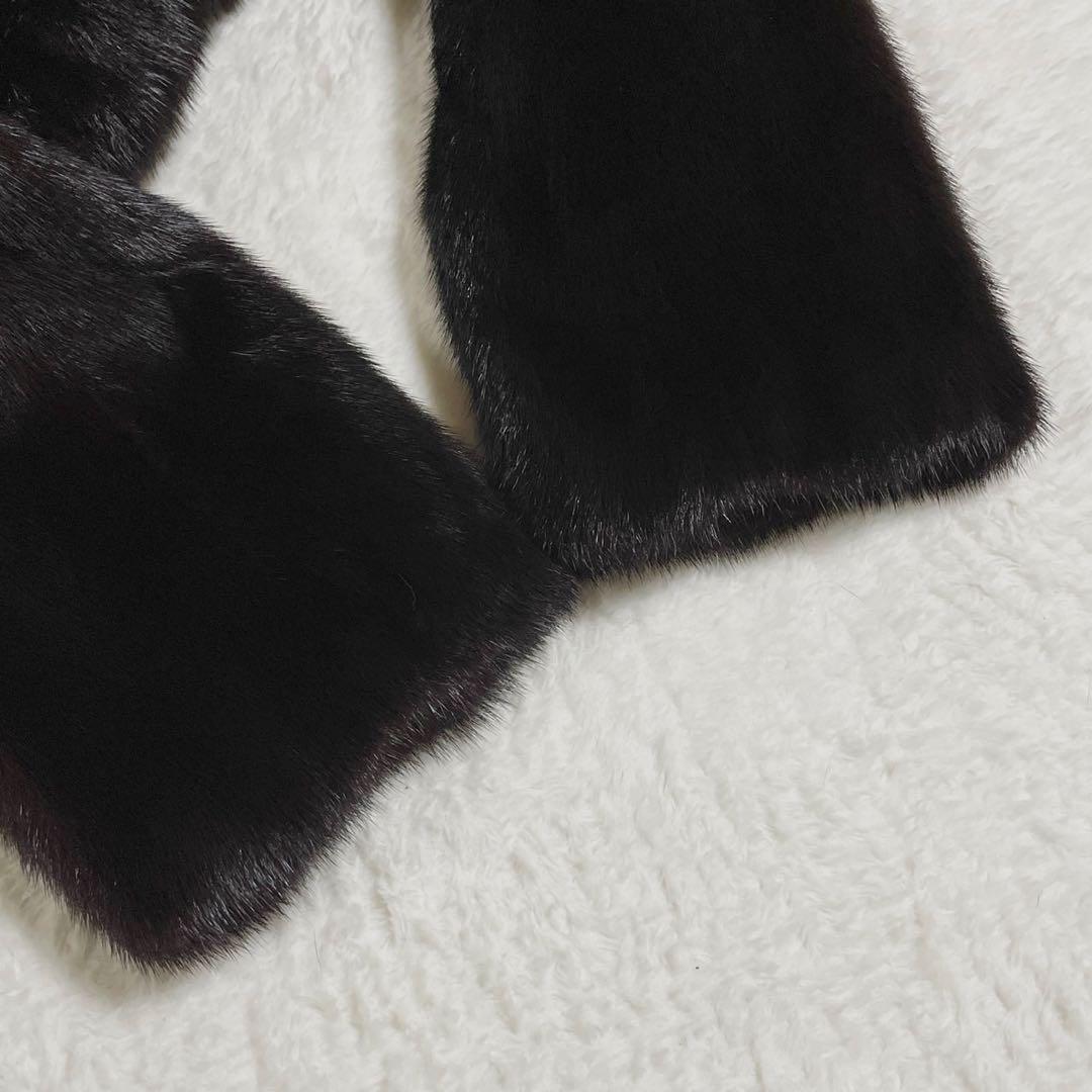 【総丈114cm】 ダークミンク 本毛皮 ロング コート リアルファー S相当