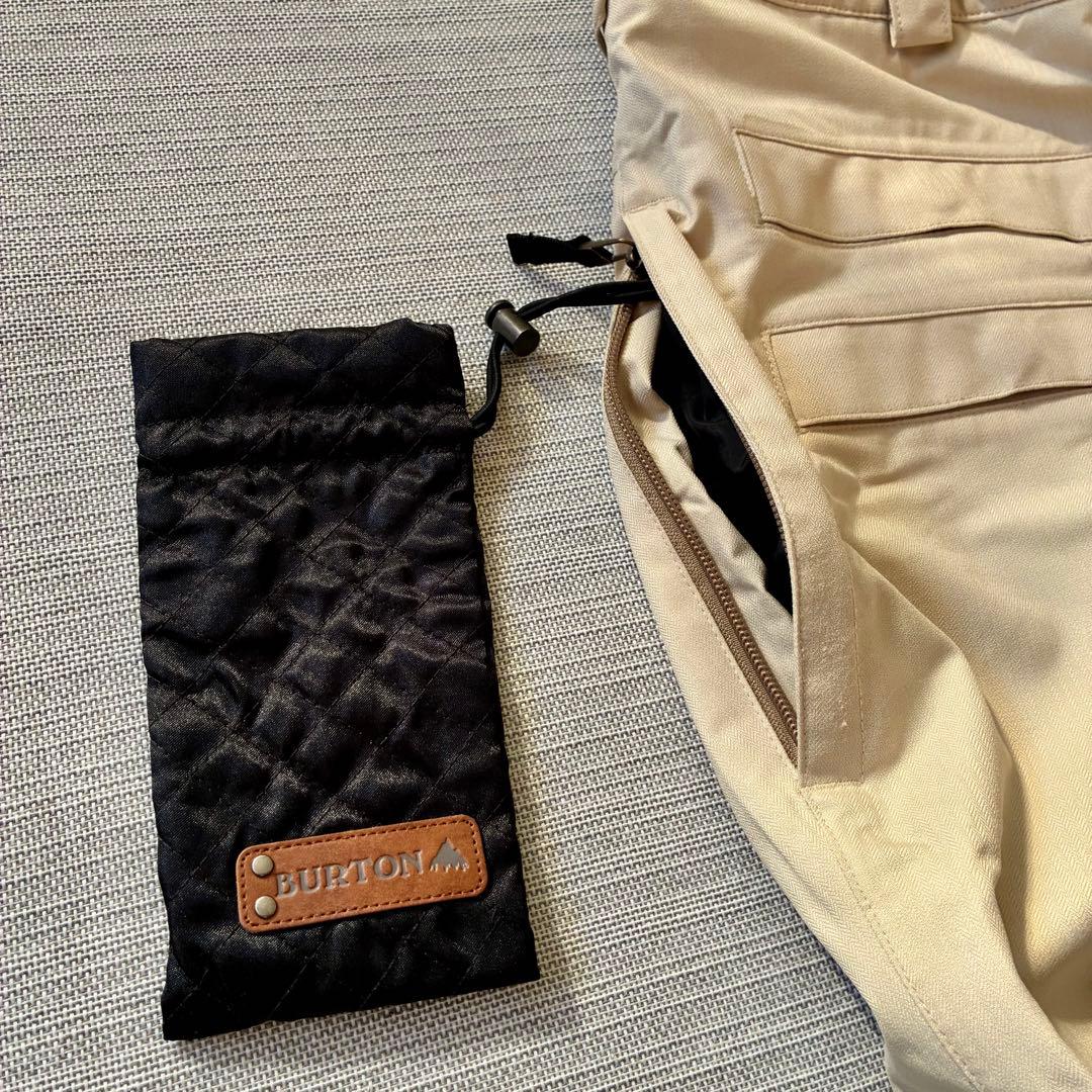 美品◆ burton バートン スノーボード パンツ ベージュ フレア ポーチ付