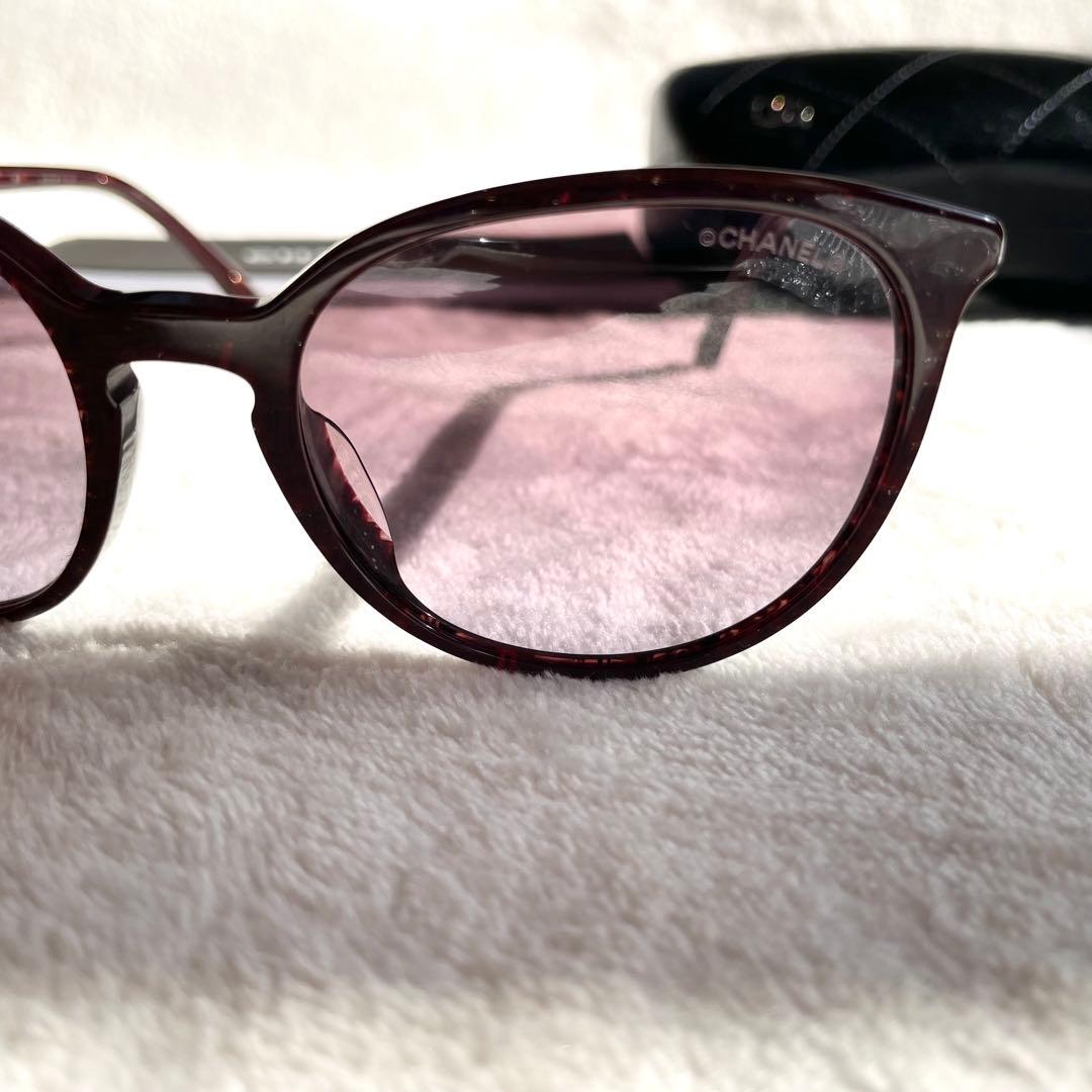 付属品多数 CHANEL サングラス フェイクパール ラメ パープル系 ロゴ