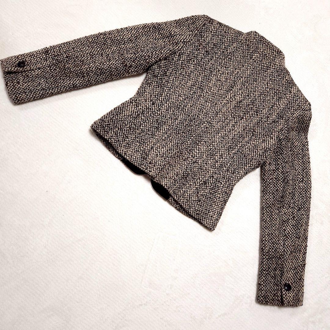 アクアスキュータム スタンドカラー ツイードウール スーツ セットアップ