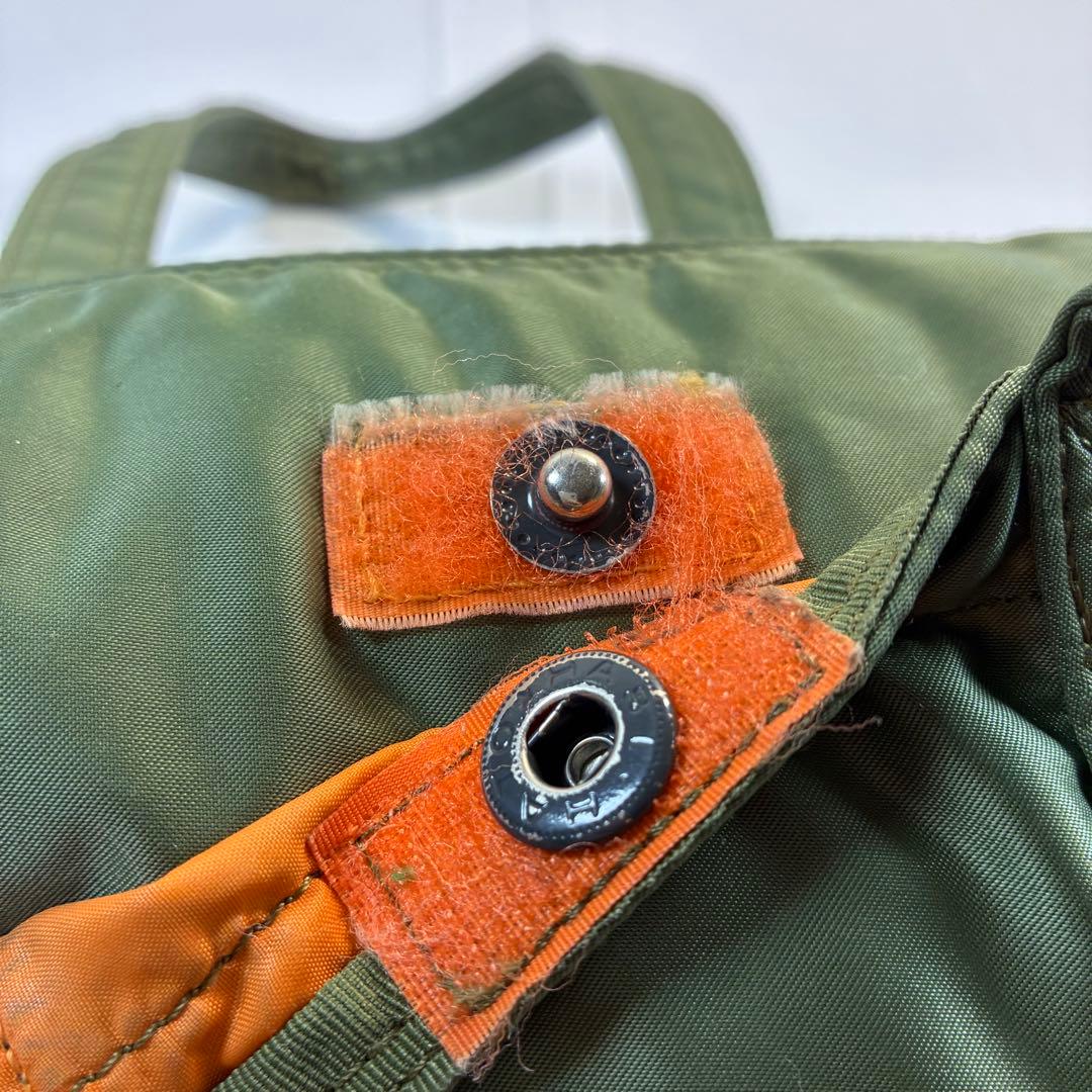 [美品] PORTER タンカー ドラムバッグ ミニボストン セージグリーン L