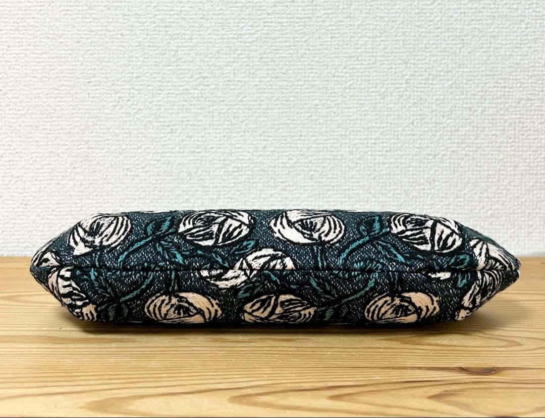 ハンドメイド がま口バッグ ポーチ rosy ブルーグリーン ミナペルホネン