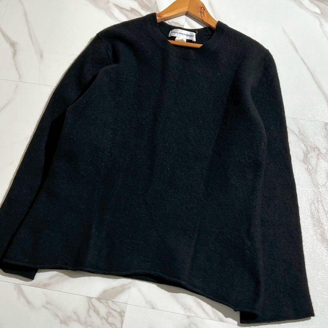 【美品✨希少】コムデギャルソン 縮絨ウール プルオーバーニット 黒 W24513