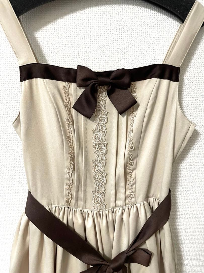 【美品】Innocent World リボンバイカラーJSK ミルクティー色